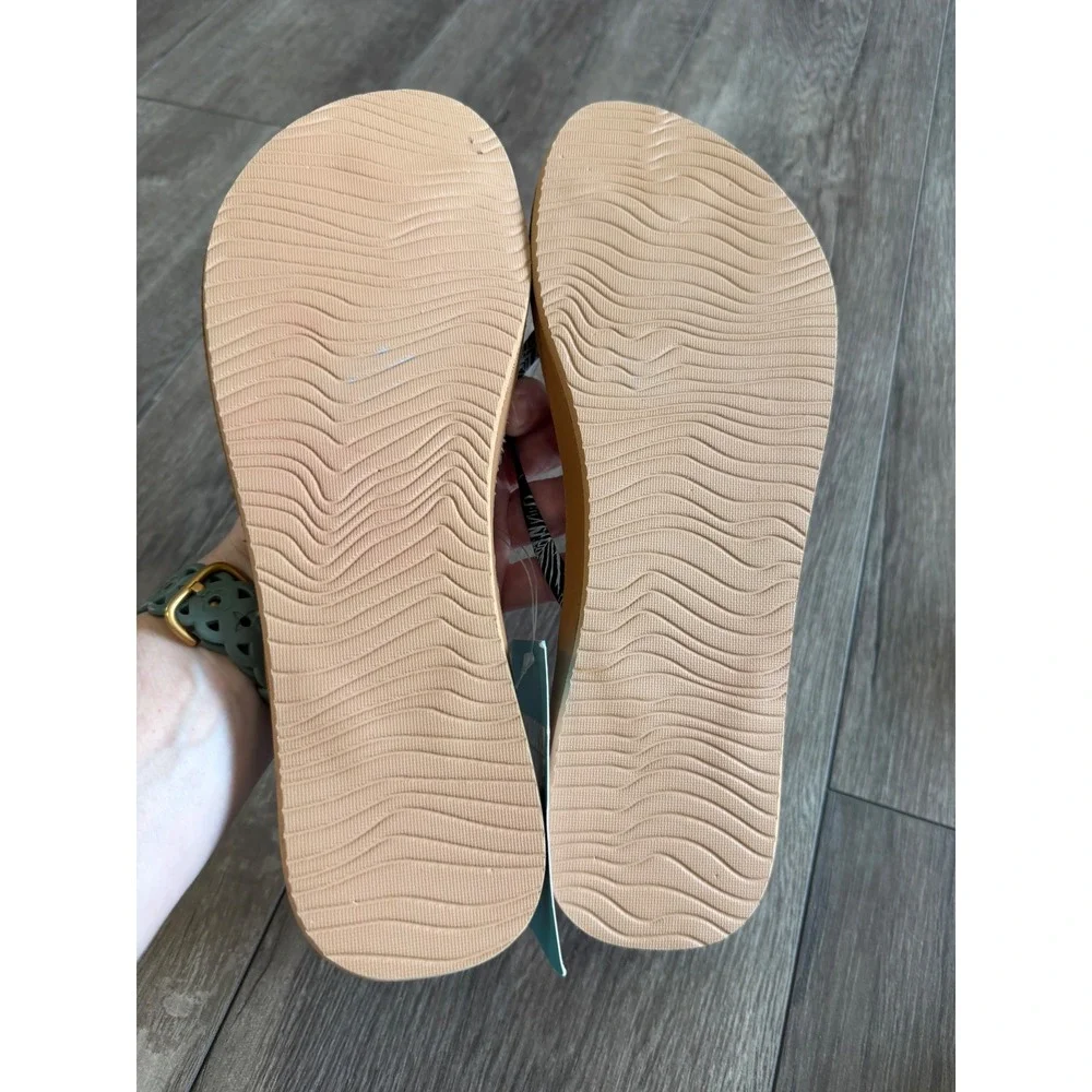 Reef Cushion Slim Palmia Cork Flip Flop Sandals Womens 10 CI6701 Black White